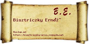 Bisztriczky Ernő névjegykártya