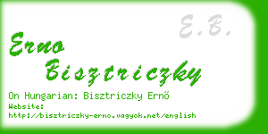 erno bisztriczky business card